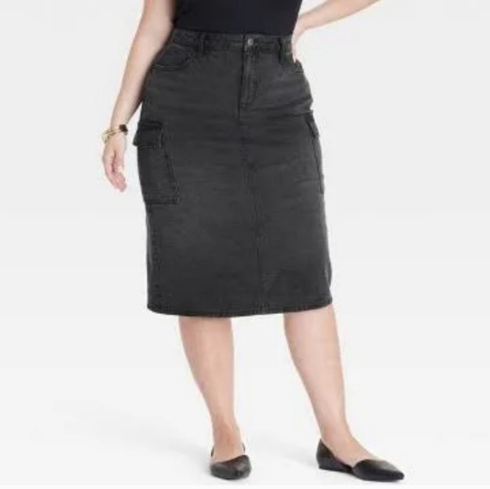 Ava & Viv Black Jean Slim Fit Skirt - Size 24